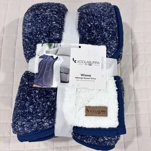 NWT Koolaburra by UGG Wiona Mélange Sherpa Throw - Navy & White 50x70”